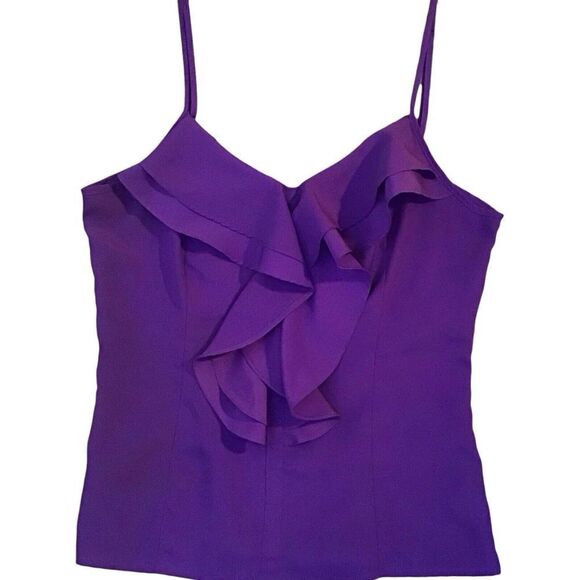Miley Cyrus Spaghetti Strap Tank Top Purple Ruffled Back Zipper Size M - Picture 1 of 7